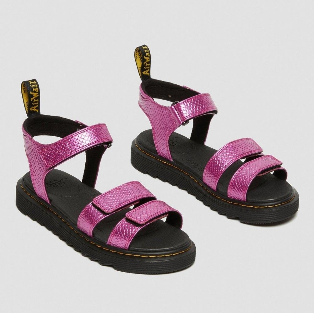 Dr. Martens Youth Klaire Reptile Emboss Leather Strap Sandals Size  M6 / L7